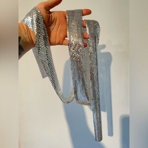 Shimmery Silver Metal “Scarf”